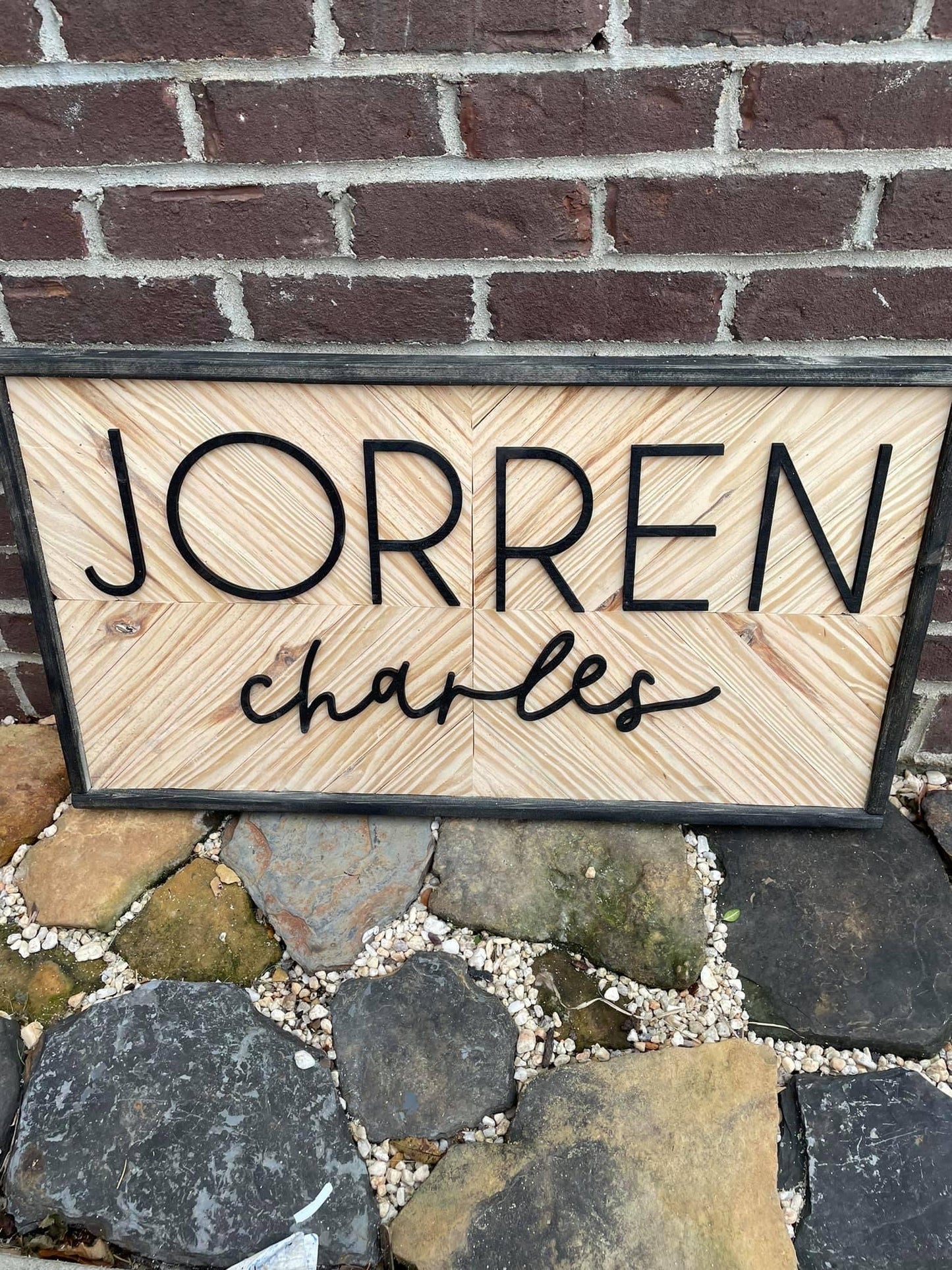 Herringbone name sign