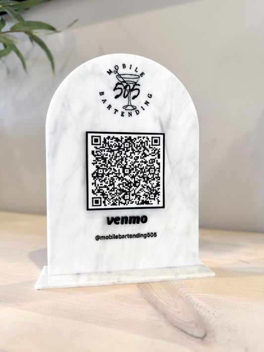 Carrara marble QR code sign