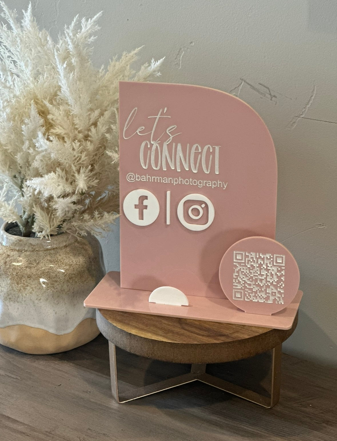 Lets connect social media acrylic sign